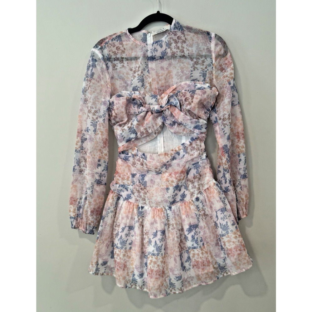 REVOLVE Atoir Floral Mini Ruffled Dress in Pink and Blue Size US 2-3077 - Picture 3 of 12